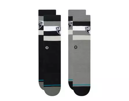 Носки Stance x NBA Brooklyn Nets ST, комплект из 2 пар, черно-серые, A555C22NTS-BLK