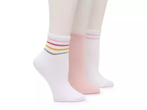 Носки Stripes & Solid Ankle Socks - 3 Pack Steve Madden, белый/розовый