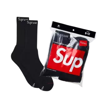 Носки Supreme x Hanes Crew Socks (4 Pack), черный