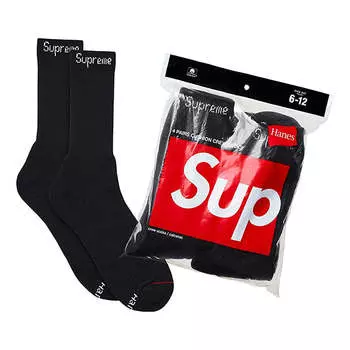 Носки Supreme x Hanes Crew Socks (4 Pack) 'Black', черный
