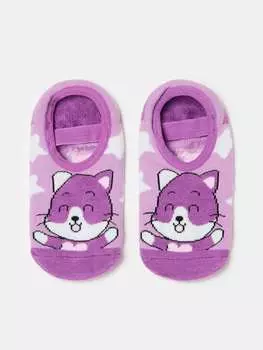 Носки-Тапочки из натурального хлопка с рисунком Ovs, цвет purple