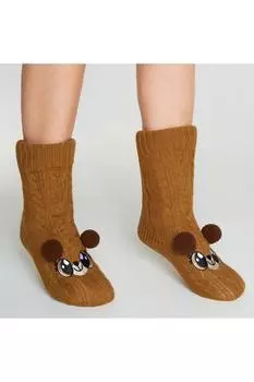 Носки-тапочки с медведем CityComfort, коричневый