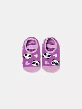 Носки-Тапочки с рисунком панды и сердечек Ovs, цвет plum