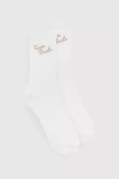 Носки Team Bride boohoo, белый