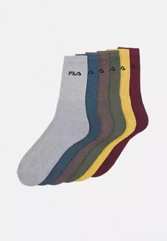 Носки TENNIS SOCKS UNISEX 6 PACK Fila, цвет ash grey, blue pine, latte, sacramento, mustard, claret