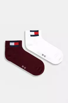 Носки Tommy Hilfiger, 2 пары Tommy Jeans, гранатовый