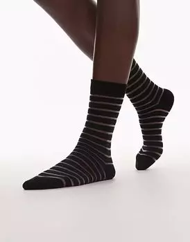 Носки Topshop Sheer в полоску черного цвета