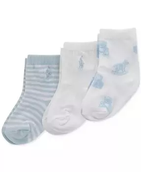 Носки Tossed Bear для маленьких мальчиков, упаковка из 3 шт Polo Ralph Lauren, синий