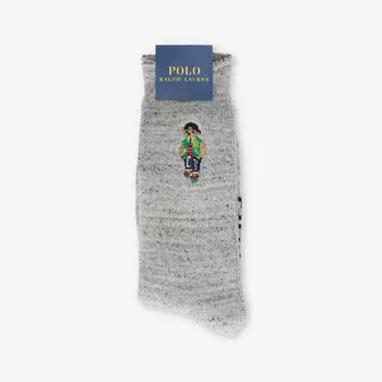 Носки трикотажные из хлопковой смеси с вышивкой Bear-Embroidery Polo Ralph Lauren, серый