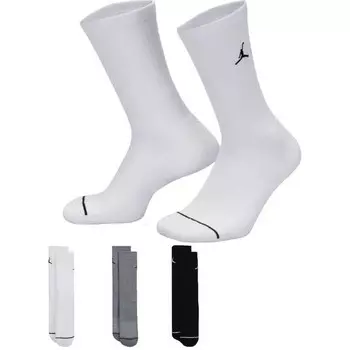 Носки U J Everyday Cush Poly Crew Socks (3 пары) Jordan, цвет White(Black)/Carbon Heather(Black)/Black(White)