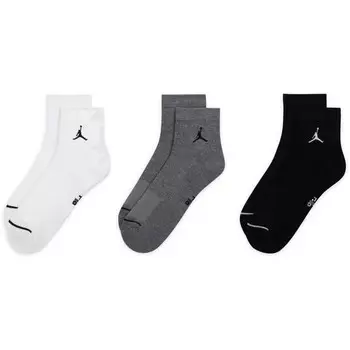 Носки U J Everydday Cush Poly Ankle Socks (3 пары) Jordan, цвет White(Black)/Carbon Heather(Black)/Black(White)