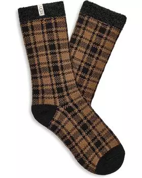 Носки UGG Josephine Fleece Lined Sock, цвет Chestnut/Black Buffalo Check
