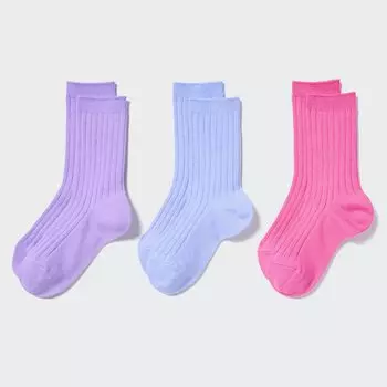 Носки UNIQLO обычные в рубчик 3 пары, фиолетовый