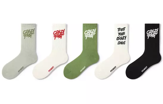 Носки унисекс, 5 пар Primeet, 5 Pack (Sports Letter Trendy Socks B Set)