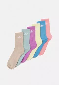 Носки Unisex 6 Pack adidas Originals, голубой/почти желтый/preloved фиолетовый/волшебный бежевый