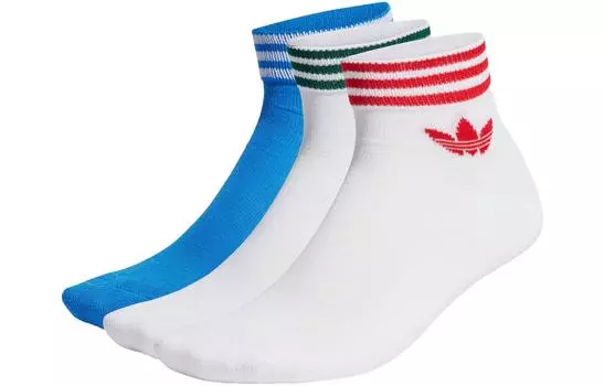 Носки унисекс Adidas Originals, цвет 3 pairs (Toba blue + white + white)