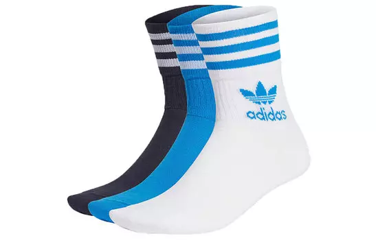 Носки унисекс до середины голени Adidas Originals, 3 Pack (White/Blue/Black)