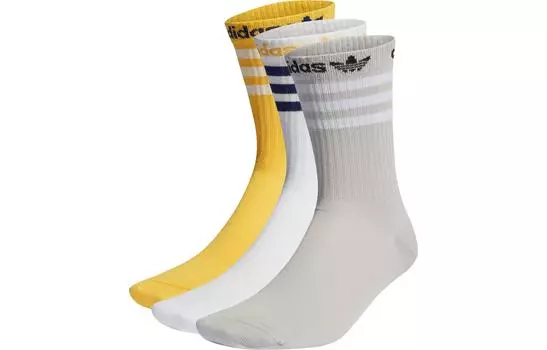 Носки унисекс до середины икры Adidas Originals, цвет 3 pairs (light gray + white + daylight yellow)