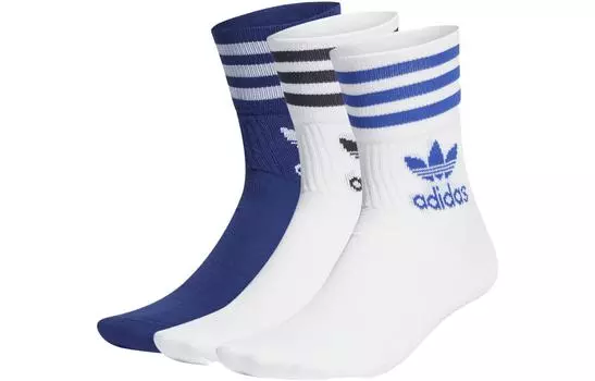 Носки унисекс до середины икры Adidas Originals, цвет 3 double packs (black + blue white + blue black)
