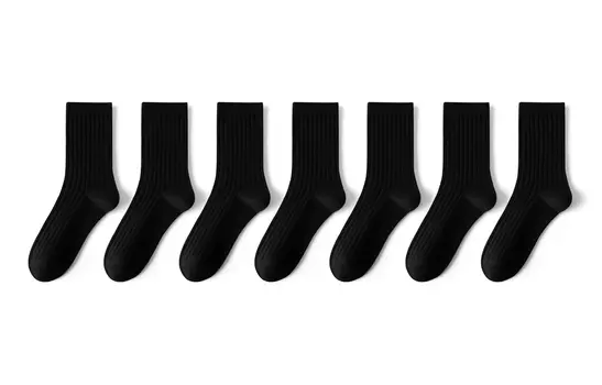 Носки унисекс до середины икры Caramella, Семь пар (черные*3 + светло-серые*2 + тёмно-серые*2)