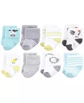 Носки унисекс из хлопка для новорожденных и махровые носки для новорожденных мальчиков, ферма Hudson Baby, синий