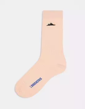 Носки унисекс из хлопка в рубчик Birkenstock светло-розового цвета