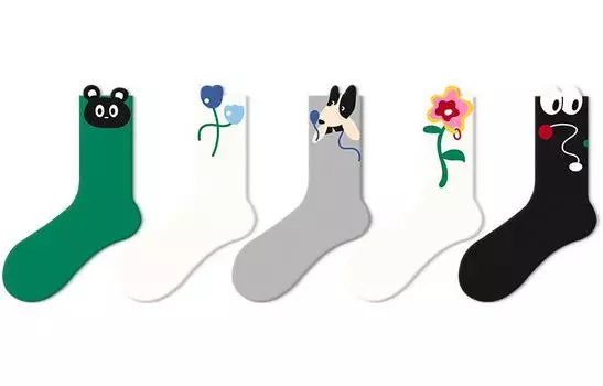 Носки унисекс Jkn до середины икры, 5 двойных установок (специальный мультфильм)