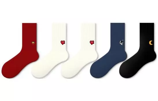 Носки унисекс Jkn до середины икры, 5 двойных комплектов (группа вышивки B)