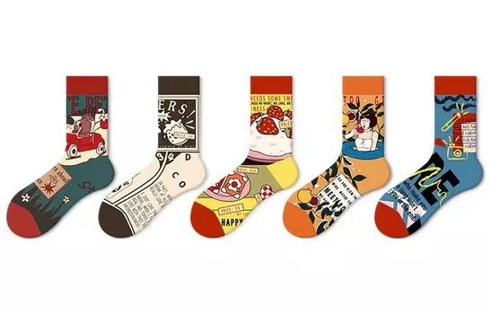 Носки унисекс Jkn до середины икры, 5 двойных инсталляций (картина маслом C)