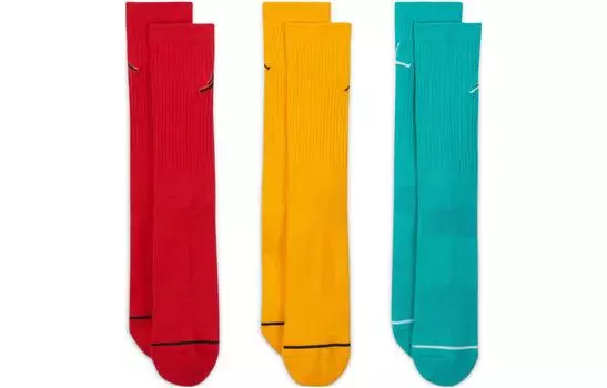 Носки унисекс Jordan до середины икры, цвет 3 pairs (red + yellow + green)
