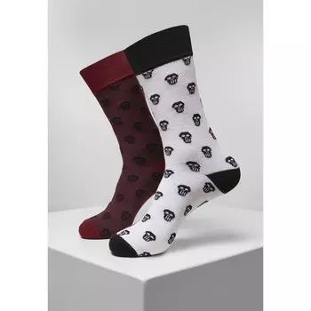 Носки Urban Classics Pack Of 2 Skull Allover, красный