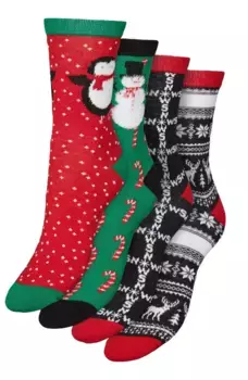 Носки Vero Moda "VMELF SOCKS GIFTBOX XMAS" (упаковка, 4 пары), цвет Black Pack:Box 2