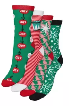 Носки Vero Moda "VMELF SOCKS GIFTBOX XMAS" (упаковка, 4 пары), цвет Jelly Bean Pack:Box 3