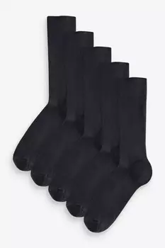 Носки в рубчик, 5 пар в упаковке Next, черный