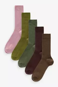 Носки в рубчик, 5 пар в упаковке Next, зеленый