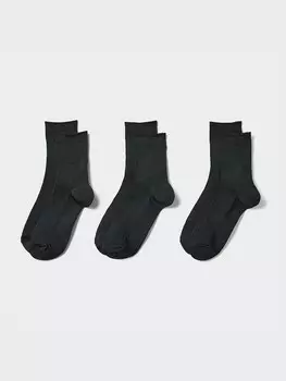 Носки в рубчик "экипаж", 3 пары Uniqlo, черный