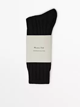 Носки в рубчик с цилиндрическим узором Massimo Dutti, черный