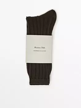 Носки в рубчик с цилиндрическим узором Massimo Dutti, зеленый