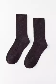 Носки в рубчик с металлической нитью ZARA, цвет aubergine