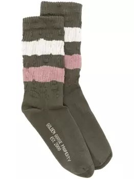 Носки в рубчик с полосками Golden Goose, зеленый