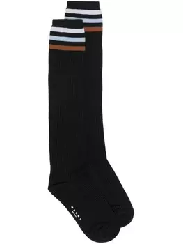 Носки в рубчик с полосками Marni, черный