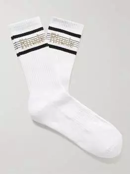 Носки в рубчик с жаккардовым логотипом и хлопком RHUDE, белый