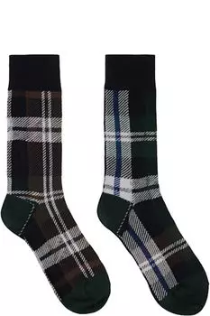 Носки в зеленую и коричневую клетку sacai