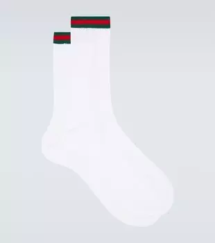 Носки Web Stripe из смесового хлопка Gucci, белый