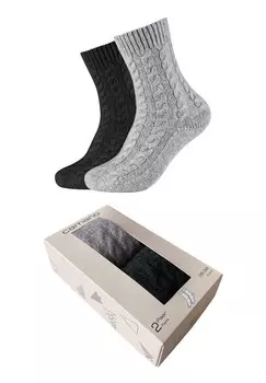 Носки WOMEN COSY CABLE STITCH SOCKS IN BOX 2 PACK camano, черный