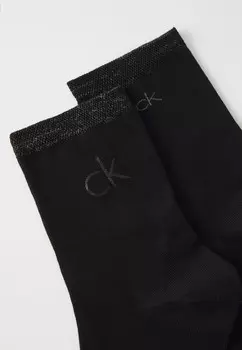 Носки WOMEN SHORT SOCK SHINY LOGO 2 PACK Calvin Klein Underwear, черный