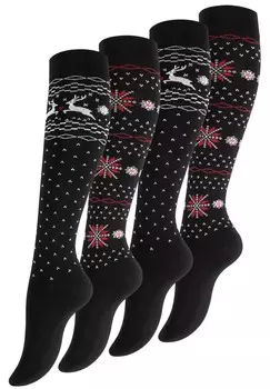 Носки выше колена 4 PACK MIT NORWEGERMUSTER Yenita, черный