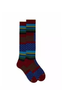 Носки выше колена WITH MOTIF AND WINDSOR STRIPES Gallo, Бордо