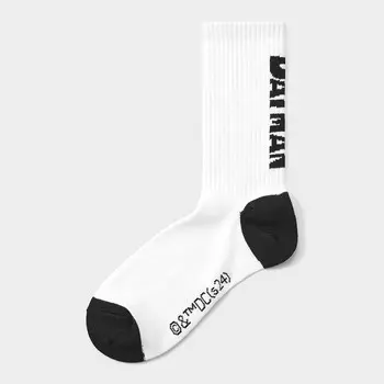 Носки высокие GU Batman с рисунком, белый