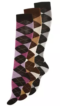 Носки Yenita Kniestrmpfe 3 шт, im klassischen Karodesign, красочный